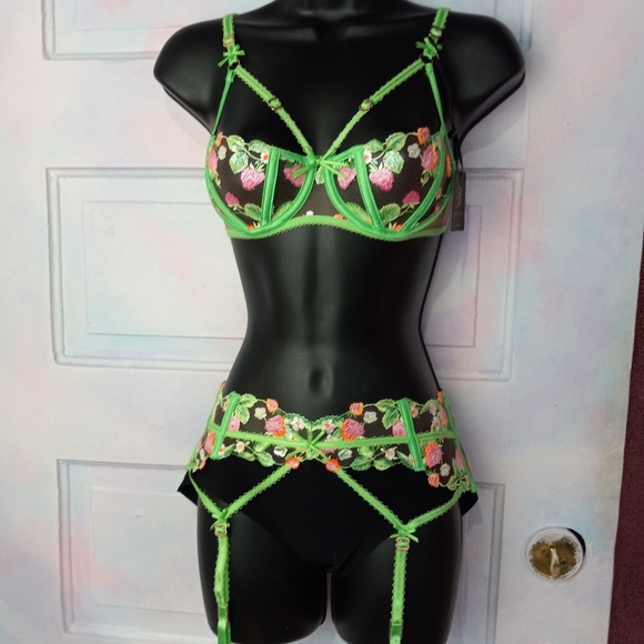 GARTER BELT SOLD! Honey Birdette luxury lingerie 🍓 & 🌸 set! - Picture 14 of 16